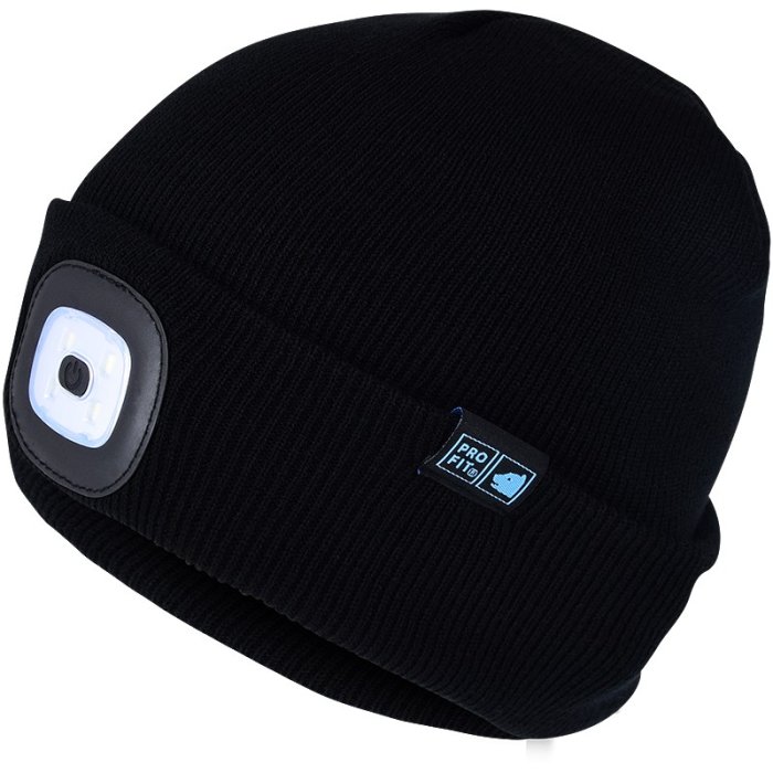 Mütze, schwarz mit wiederaufladbarer LED